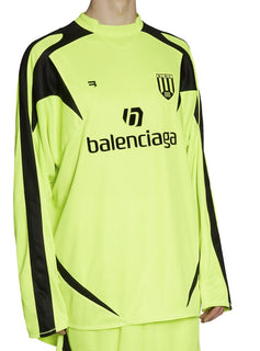 NWT 1190 $ Balenciaga Langarm-Fußball-T-Shirt Gelb XL Hergestellt in Portugal 