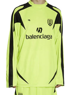 NWT 1190 $ Balenciaga Langarm-Fußball-T-Shirt Gelb XL Hergestellt in Portugal 