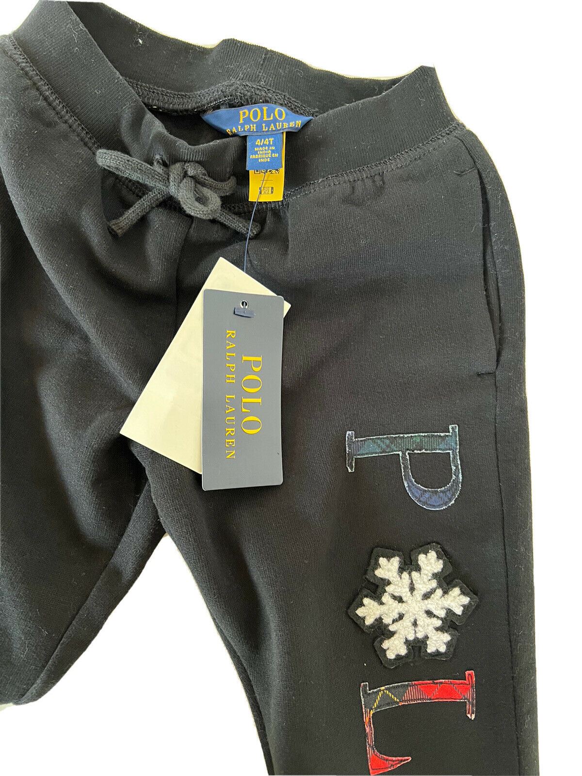 NWT Polo Ralph Lauren Boy's Black Snow Flake Casual Pant 4 Made in India