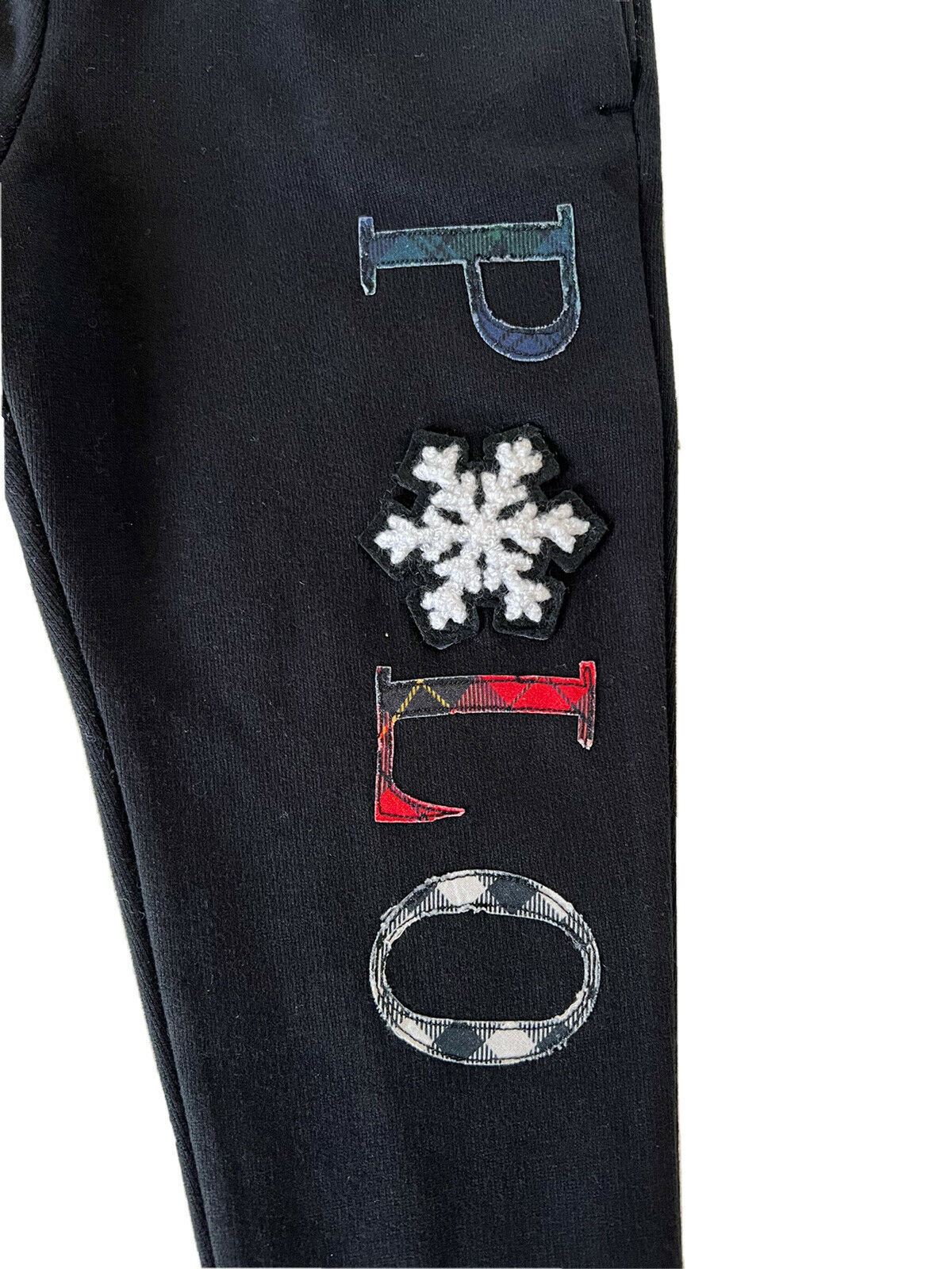 Neu mit Etikett: Polo Ralph Lauren Jungen-Freizeithose 6 in Schwarz mit Schneeflockenmuster, hergestellt in Indien