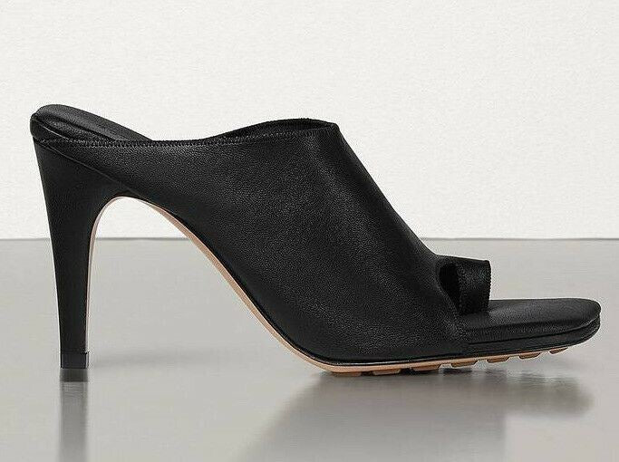 NIB $920 Bottega Veneta Leather Mules with High Vamp Black Shoes 8 US 618760 IT