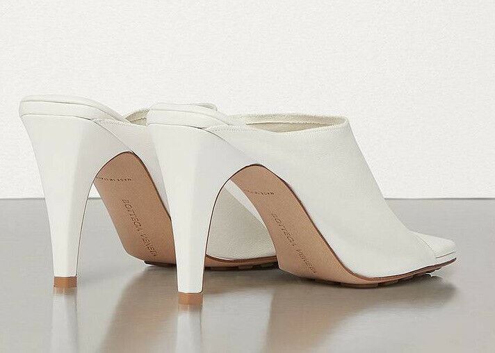 NIB $920 Bottega Veneta Leather Mules with High Vamp White Shoes 7 US 618760 IT