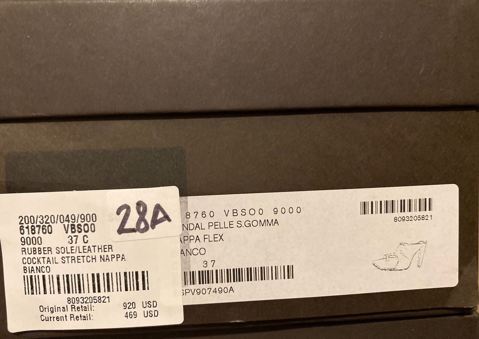 Кожаные мюли Bottega Veneta и белые туфли с высоким союзкой стоимостью 920 долларов США 7 США 618760 IT 