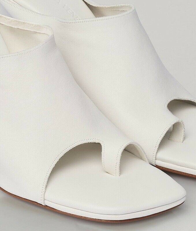 NIB $920 Bottega Veneta Leather Mules with High Vamp White Shoes 7.5 US 618760