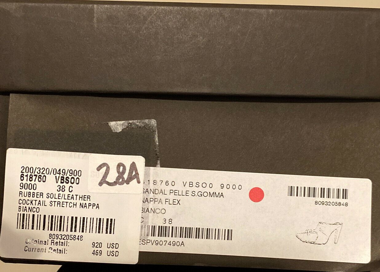 NIB $920 Bottega Veneta Leather Mules with High Vamp White Shoes 8 US 618760