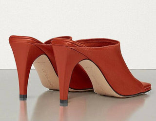 NIB $ 920 Bottega Veneta Ledermules mit hohem Vamp Orange Schuhe 7,5 US 618760 