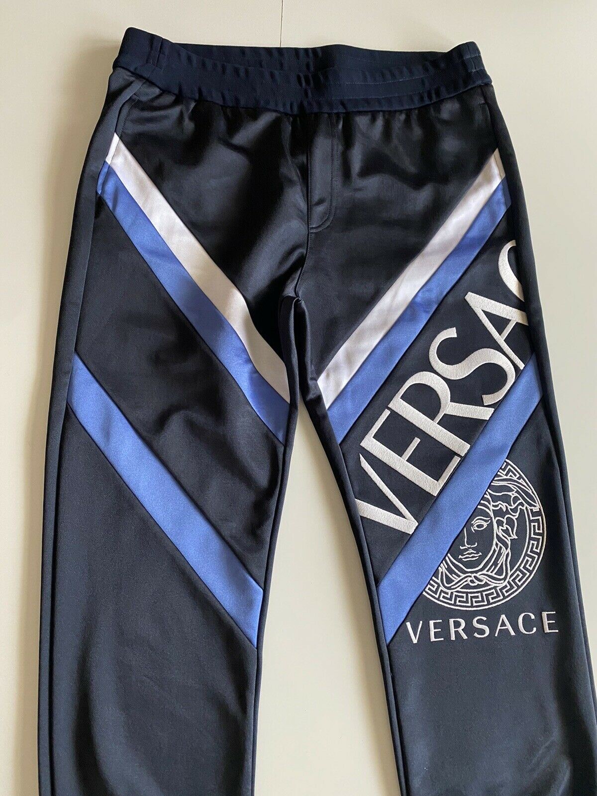 NWT Versace Men's Medusa Logo V Split Blue Track Pants XL N86NL