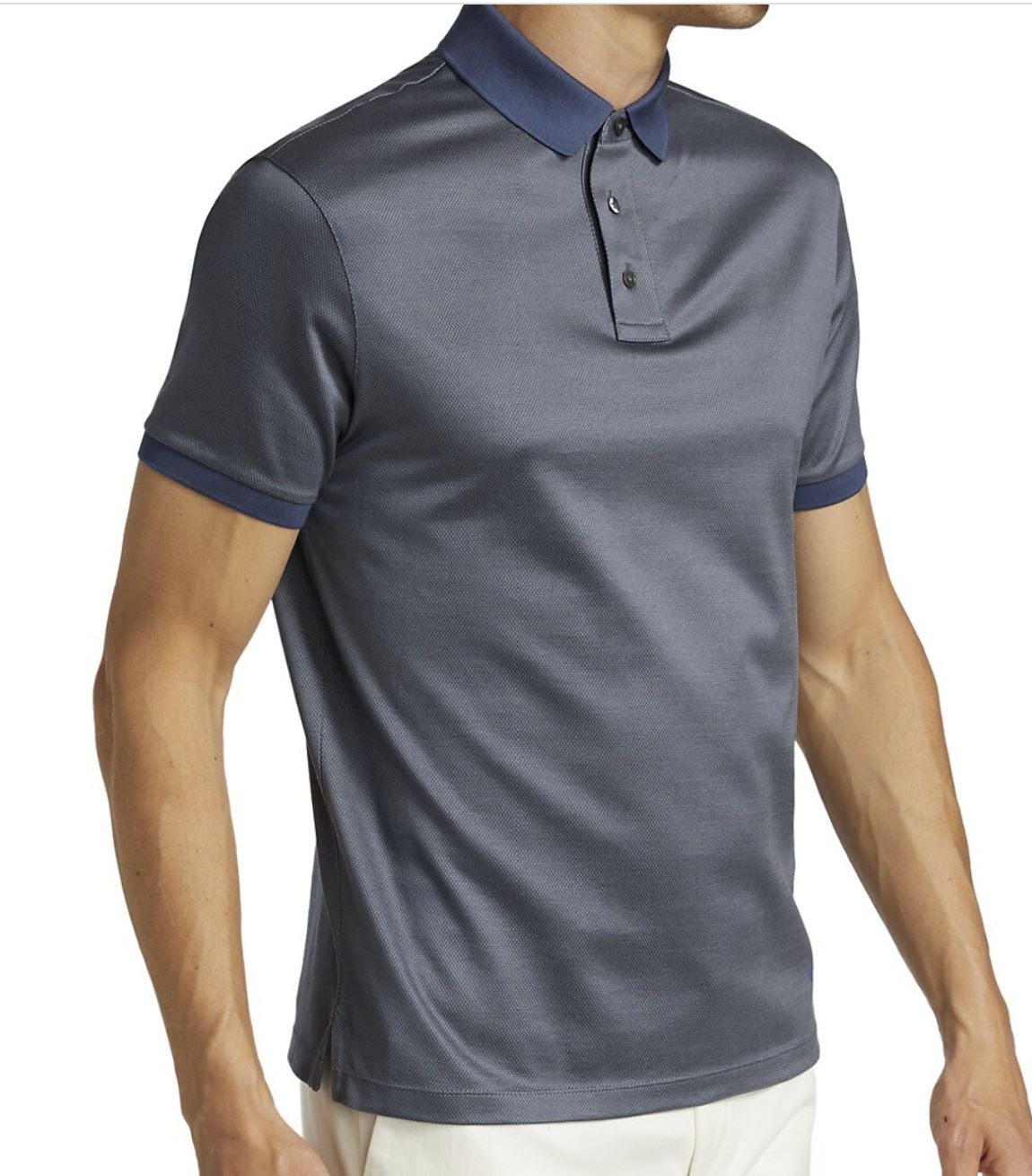 NWT $195 Emporio Armani Jacquard Micro-Print Polo Shirt Blue Grey XL