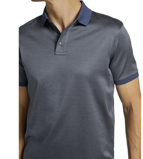 NWT 195 $ Emporio Armani Jacquard Micro-Print Poloshirt Blau Grau XL 