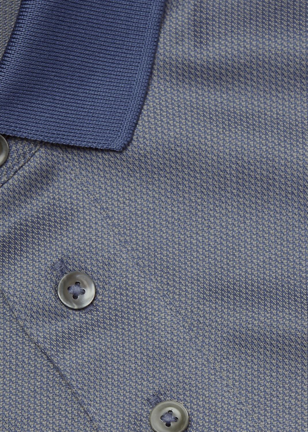 NWT $195 Emporio Armani Jacquard Micro-Print Polo Shirt Blue Grey XL