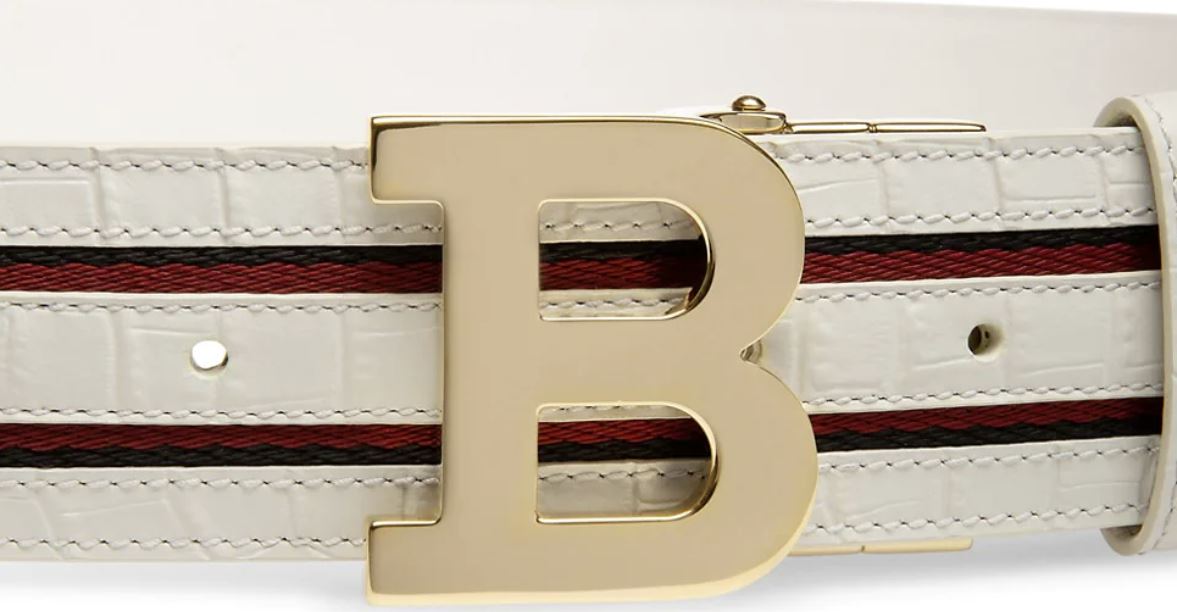 New $300 Bally Mens Double Sided Bising Leather Red/White Belt Size 44/110