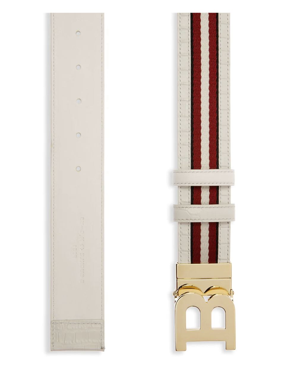 Neuer 300-Dollar-Bally-Herrengürtel aus doppelseitigem Bising-Leder in Rot/Weiß, Größe 44/110 