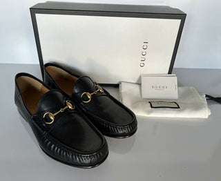 NIB Gucci Herren Horsebit Leder Mokassin Schuhe Schwarz 8,5 US (Gucci 8) 523202 