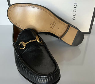 NIB Gucci Herren Horsebit Leder Mokassin Schuhe Schwarz 8,5 US (Gucci 8) 523202 