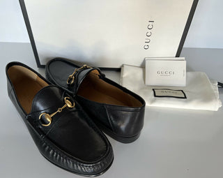 NIB Gucci Herren Horsebit Leder Mokassin Schuhe Schwarz 8,5 US (Gucci 8) 523202 