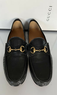 NIB Gucci Herren Horsebit Leder Mokassin Schuhe Schwarz 8,5 US (Gucci 8) 523202 