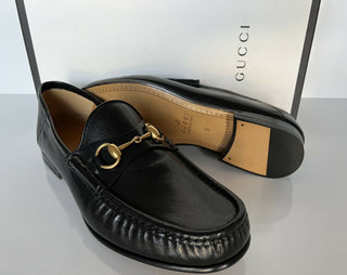 NIB Gucci Herren Horsebit Leder Mokassin Schuhe Schwarz 8,5 US (Gucci 8) 523202 