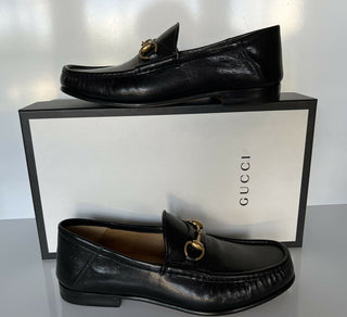 NIB Gucci Herren Horsebit Leder Mokassin Schuhe Schwarz 8,5 US (Gucci 8) 523202 