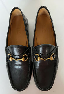 NIB Gucci Herren Horsebit Leder Mokassin Schuhe Schwarz 8,5 US (Gucci 8) 523202 