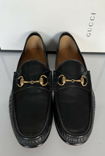 NIB Gucci Herren Horsebit Leder Mokassin Schuhe Schwarz 8,5 US (Gucci 8) 523202 