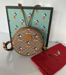 Neu mit Etikett: Gucci Disney Mickey GG Mini Canvas Round Backpack Bag Limited Edition 603730 