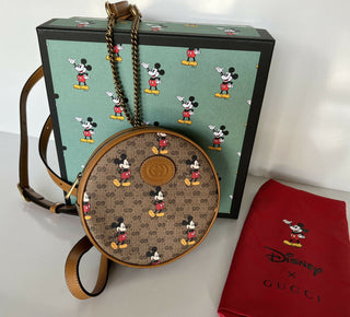 Neu mit Etikett: Gucci Disney Mickey GG Mini Canvas Round Backpack Bag Limited Edition 603730 
