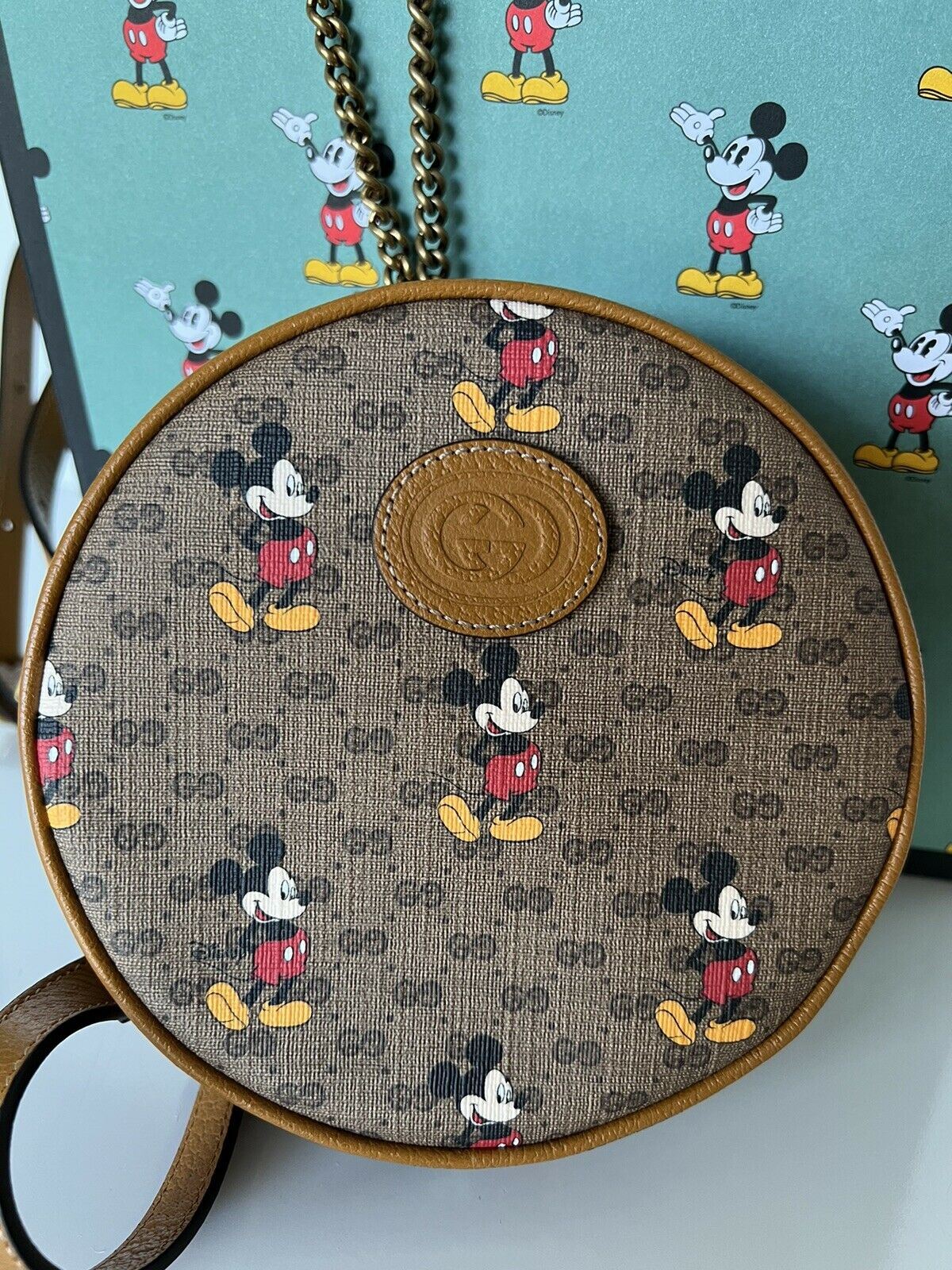 NWT Gucci Disney Mickey GG Mini Canvas Round Backpack Bag Limited Edition 603730