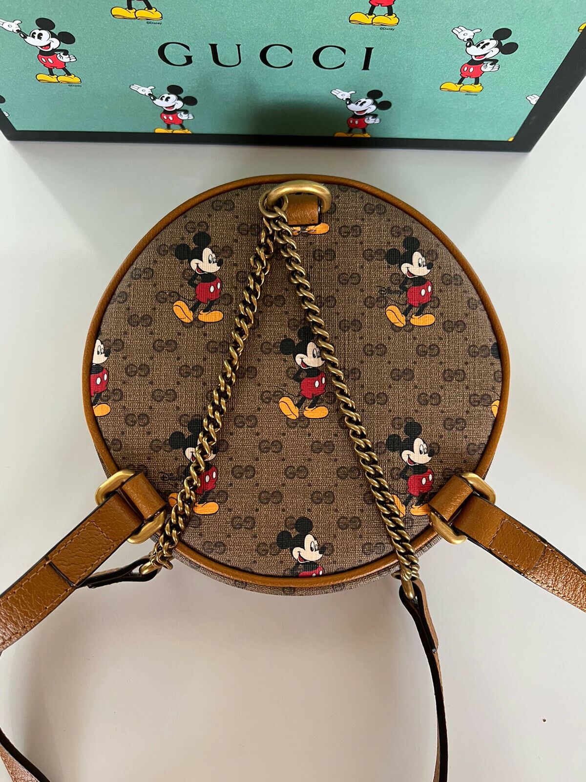 Neu mit Etikett: Gucci Disney Mickey GG Mini Canvas Round Backpack Bag Limited Edition 603730 