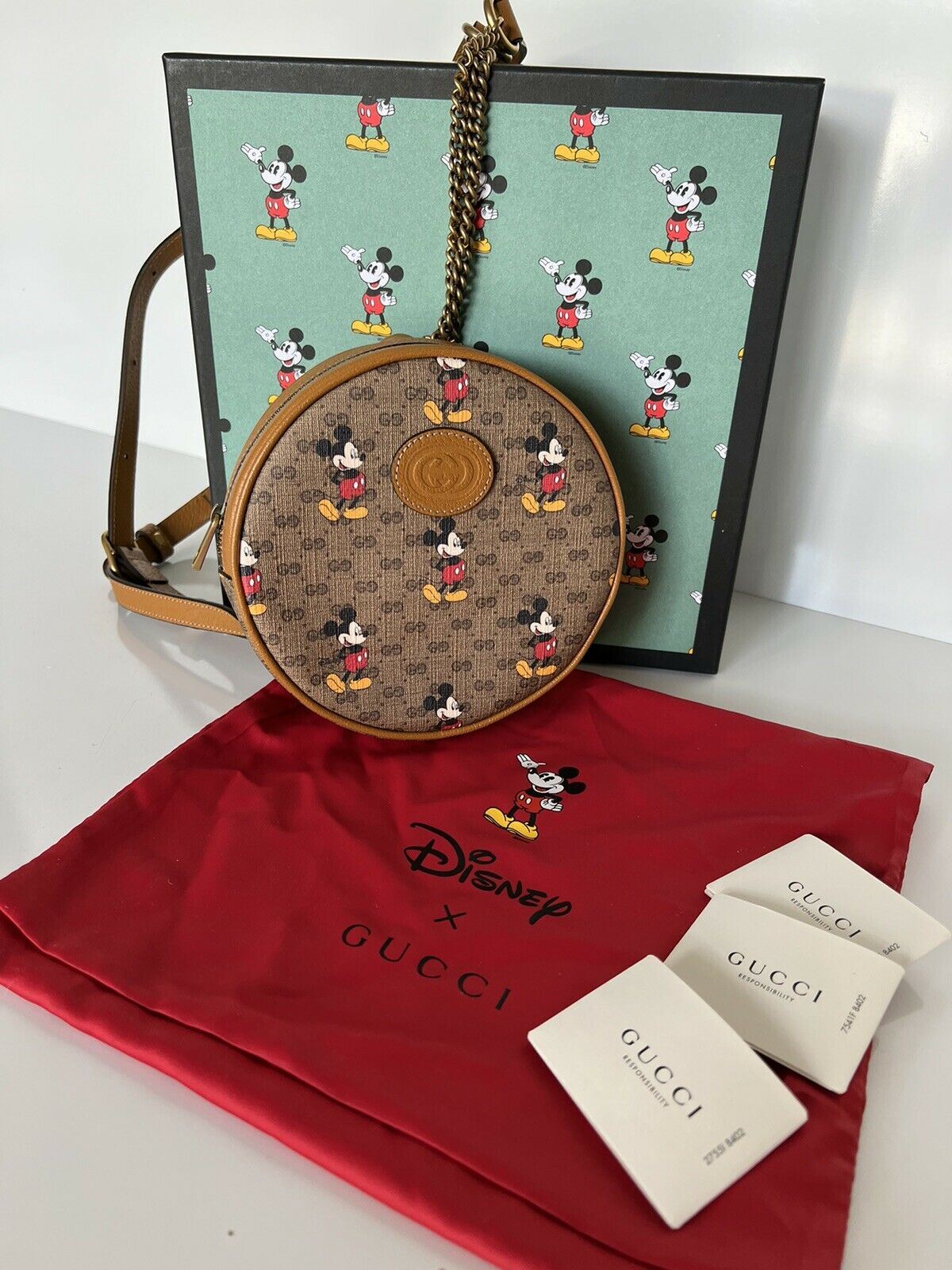 NWT Gucci Disney Mickey GG Mini Canvas Round Backpack Bag Limited Edition 603730