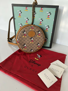 Neu mit Etikett: Gucci Disney Mickey GG Mini Canvas Round Backpack Bag Limited Edition 603730 