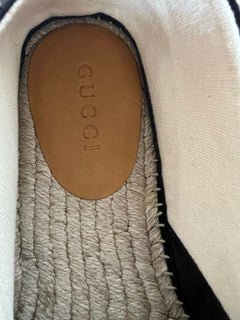 Neu mit Etikett: Gucci Herren-Espadrille „Malaga Classic“ aus schwarzem Leder, 8 US (Gucci 7,5) 624612 