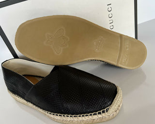 Neu mit Etikett: Gucci Herren-Espadrille „Malaga Classic“ aus schwarzem Leder, 8 US (Gucci 7,5) 624612 
