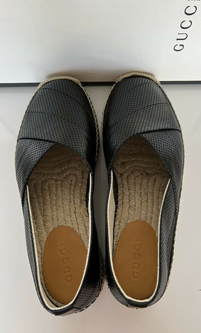 NWT Gucci Мужские классические кожаные эспадрильи Malaga черного цвета 8 США (Gucci 7.5) 624612 