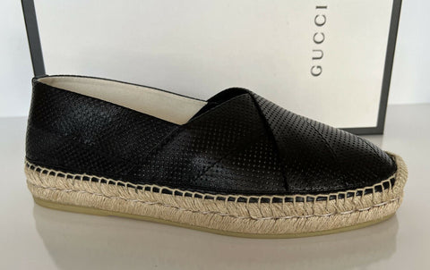 NWT Gucci Мужские классические кожаные эспадрильи Malaga черного цвета 8 США (Gucci 7.5) 624612 