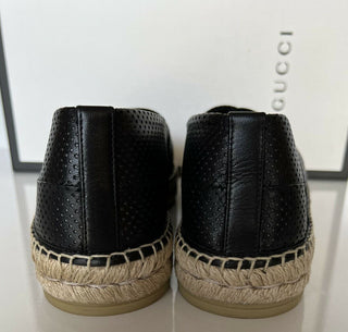 Neu mit Etikett: Gucci Herren-Espadrille „Malaga Classic“ aus schwarzem Leder, 12 US Gucci 11,5 624612 