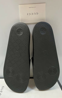 NIB Gucci Damen Horsebit Leder Slip On Schwarze Sandalen 8 US (38 Eu) IT 498265 
