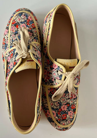 New Gucci GG Men’s Liberty Floral Boat Shoes 9.5 US (Gucci 9) 547641