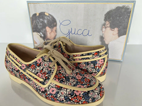 New Gucci GG Men’s Liberty Floral Boat Shoes 9.5 US (Gucci 9) 547641
