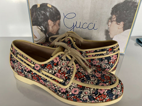 New Gucci GG Men’s Liberty Floral Boat Shoes 9.5 US (Gucci 9) 547641