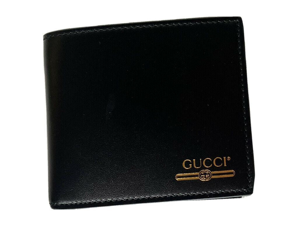 New Gucci Web Bifold Black Leather Wallet Made in Italy 451268