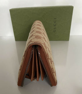 Neue Gucci GG NY Yankees Reißverschluss-Geldbörse aus Stoff in Beige, hergestellt in Italien 