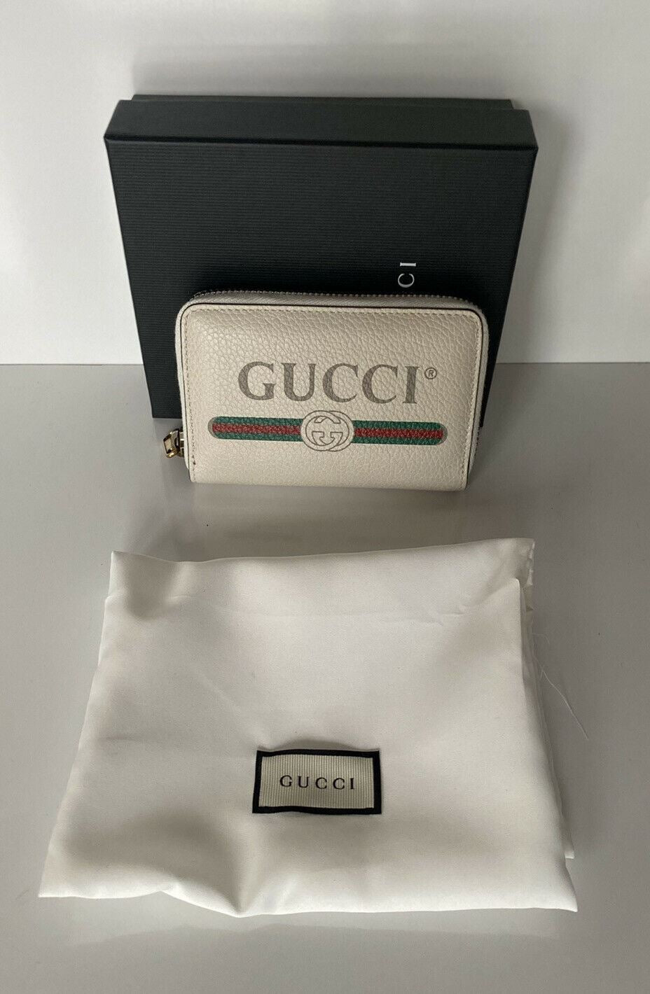 NWT Gucci G Web Gucci Кошелек для карточек на молнии по кругу цвета слоновой кости, производство Италия 496319 