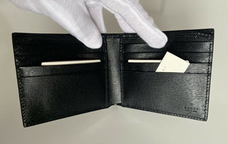 New Gucci GG Kingsnake Print Bifold Leather Black Wallet Made in Italy 451268