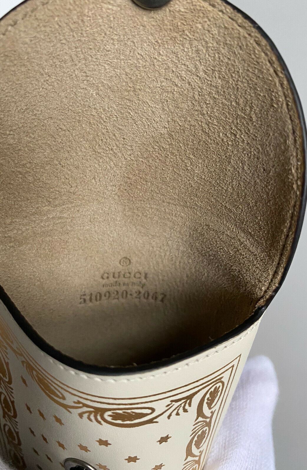 NWT Gucci SEGA White & Gold Sunglasses Case Made in Italy 510920