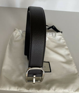NWT Gucci Men's Dollar Calf Leather Belt Brown 85/34 Made in Italy 449716