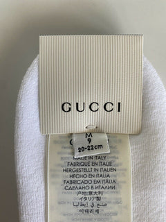 Neu mit Etikett: Gucci Shiny Pong Weiß/Grüne Socken M (20–22 cm), hergestellt in Italien, 579316 