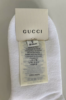Neu mit Etikett: Gucci Shiny Pong Weiß/Grüne Socken M (20–22 cm), hergestellt in Italien, 579316 