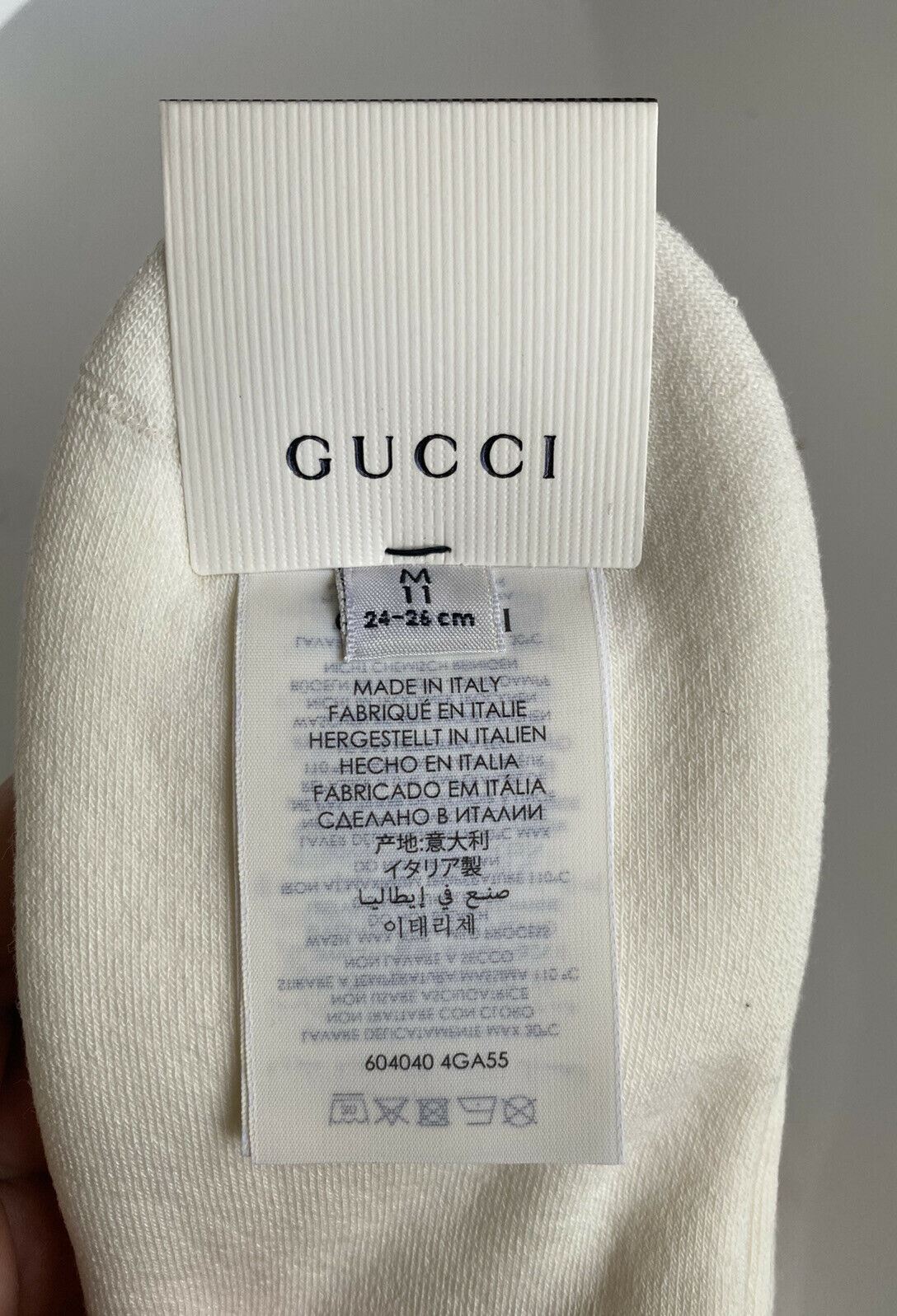 NWT Gucci Lit Spon White/Green/Red Socks M-L (24-26 cm) Made in Italy 604040