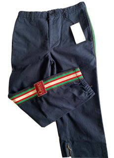 Neu mit Etikett: 1100 $ Gucci Military Cotton Herren-Jogginghose Nachtblau 32 US (48 Euro) 