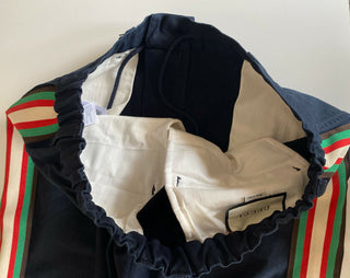 Neu mit Etikett: 1100 $ Gucci Military Cotton Herren-Jogginghose Nachtblau 32 US (48 Euro) 